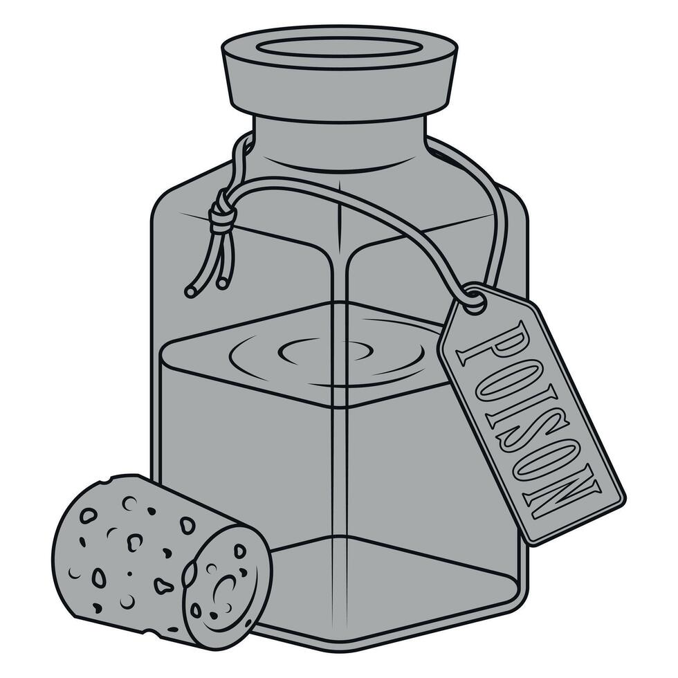 Mystical glass bottle, filled with a shimmering magic potion, promising enchantment with every drop vector