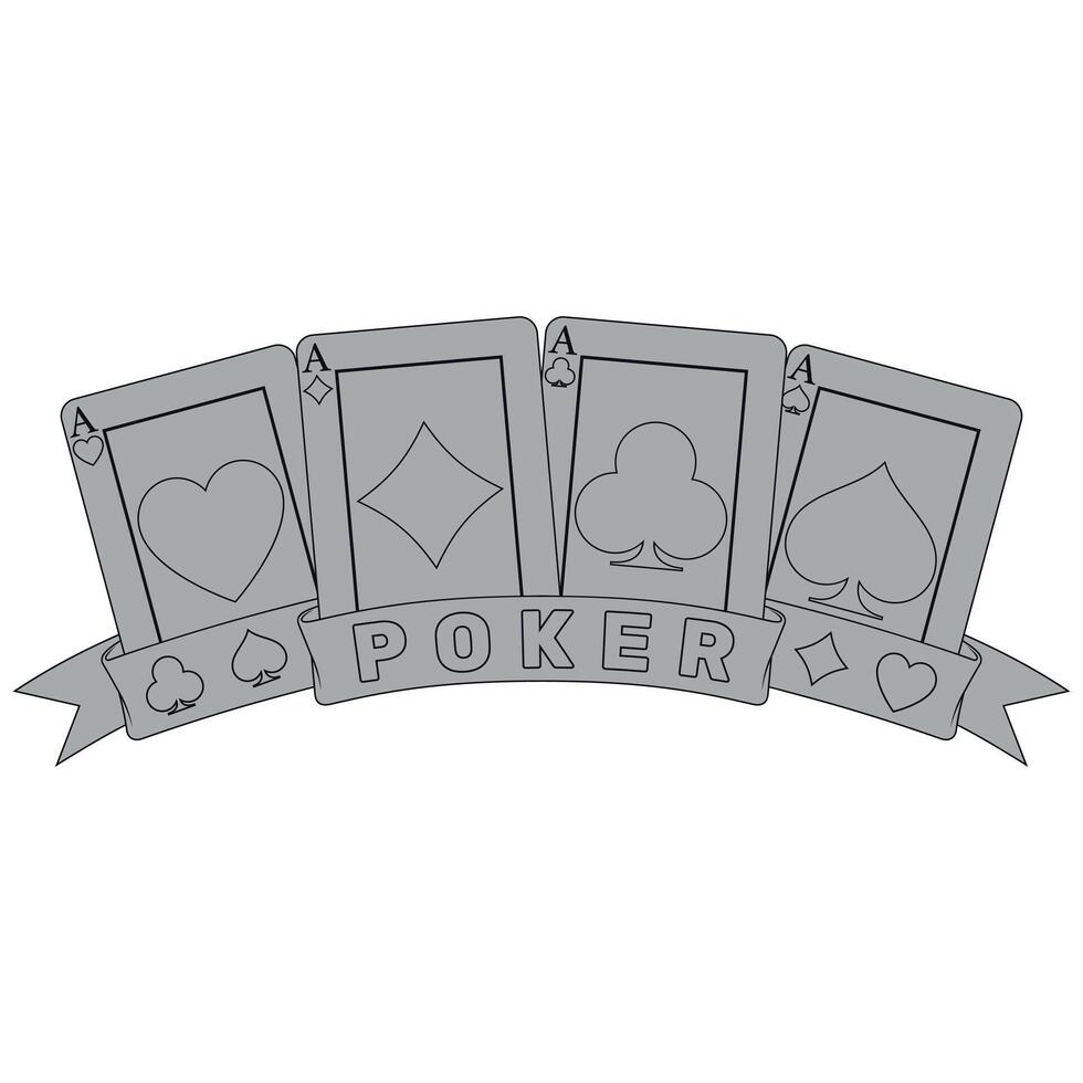 A poker hand of aces and kings, elegantly encircled by flowing ribbons of victory and chance. vector