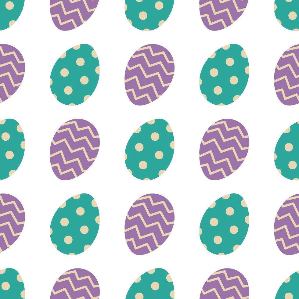 Easter eggs seamless pattern. Decorative eggs with polka dots and zigzag. illustration for packaging, wrapping paper, kitchen textile, greeting card vector