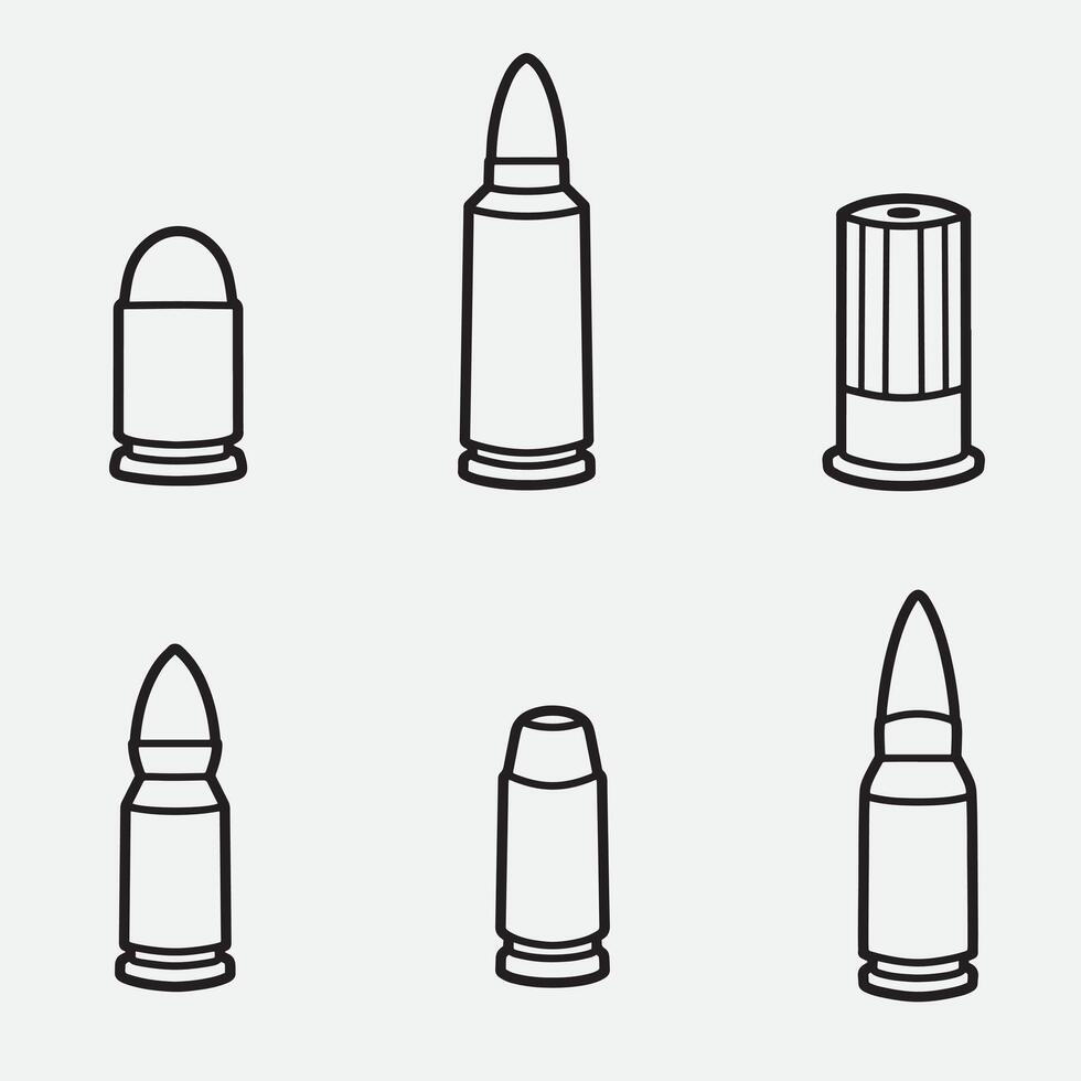 set of ammo with outline style good for icon, element design, symbol, logo, etc vector