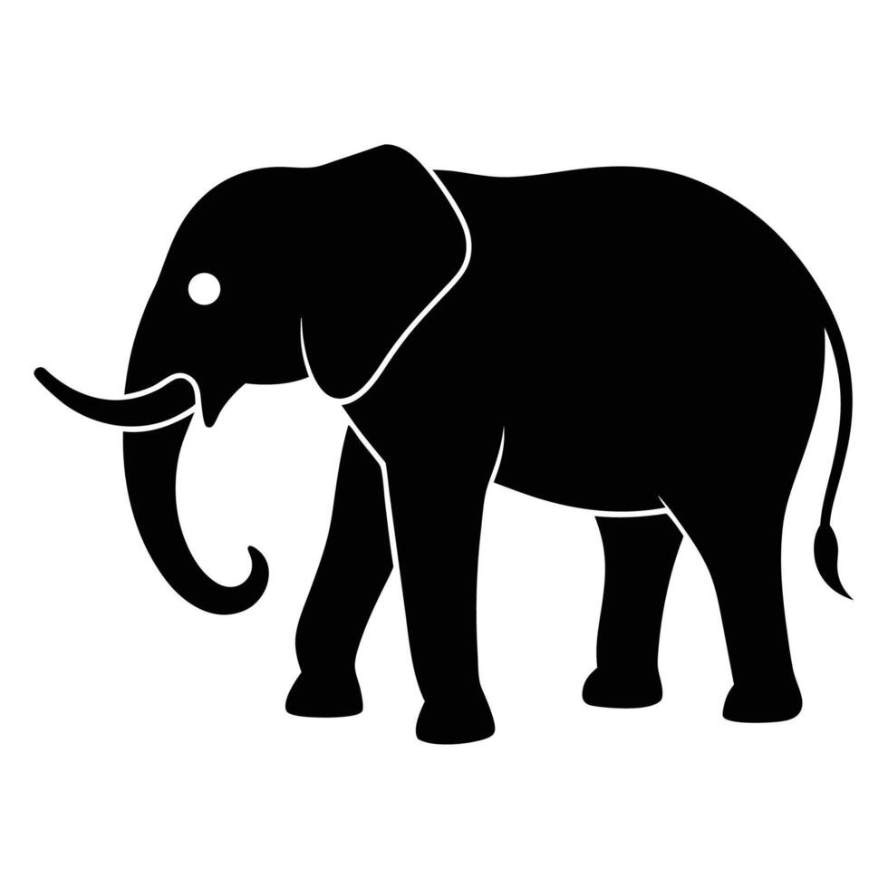 Minimal Elephant Silhouette Icon, Wild Animal Symbol vector