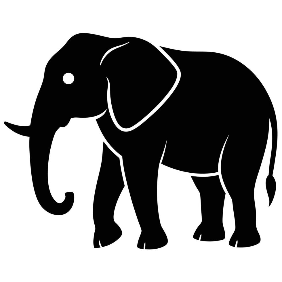 Clean Elephant Silhouette Icon, Wildlife Icon vector