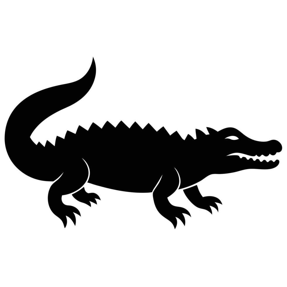 Stylized Crocodile Silhouette Icon for Wildlife Design vector