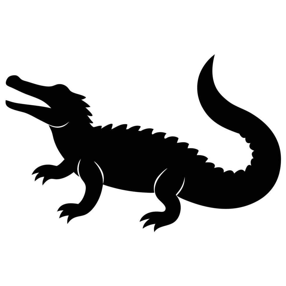 Simple Crocodile Silhouette Icon for Logo Design vector