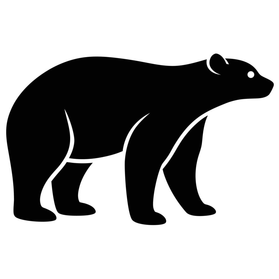 Minimalistic Polar Bear Silhouette Art Icon on White Background vector