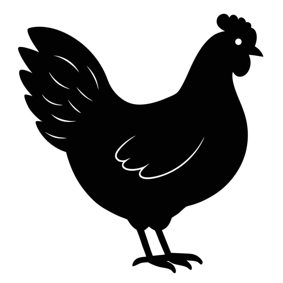 Playful hen chicken silhouette icon for rustic and farm-themed designs vector