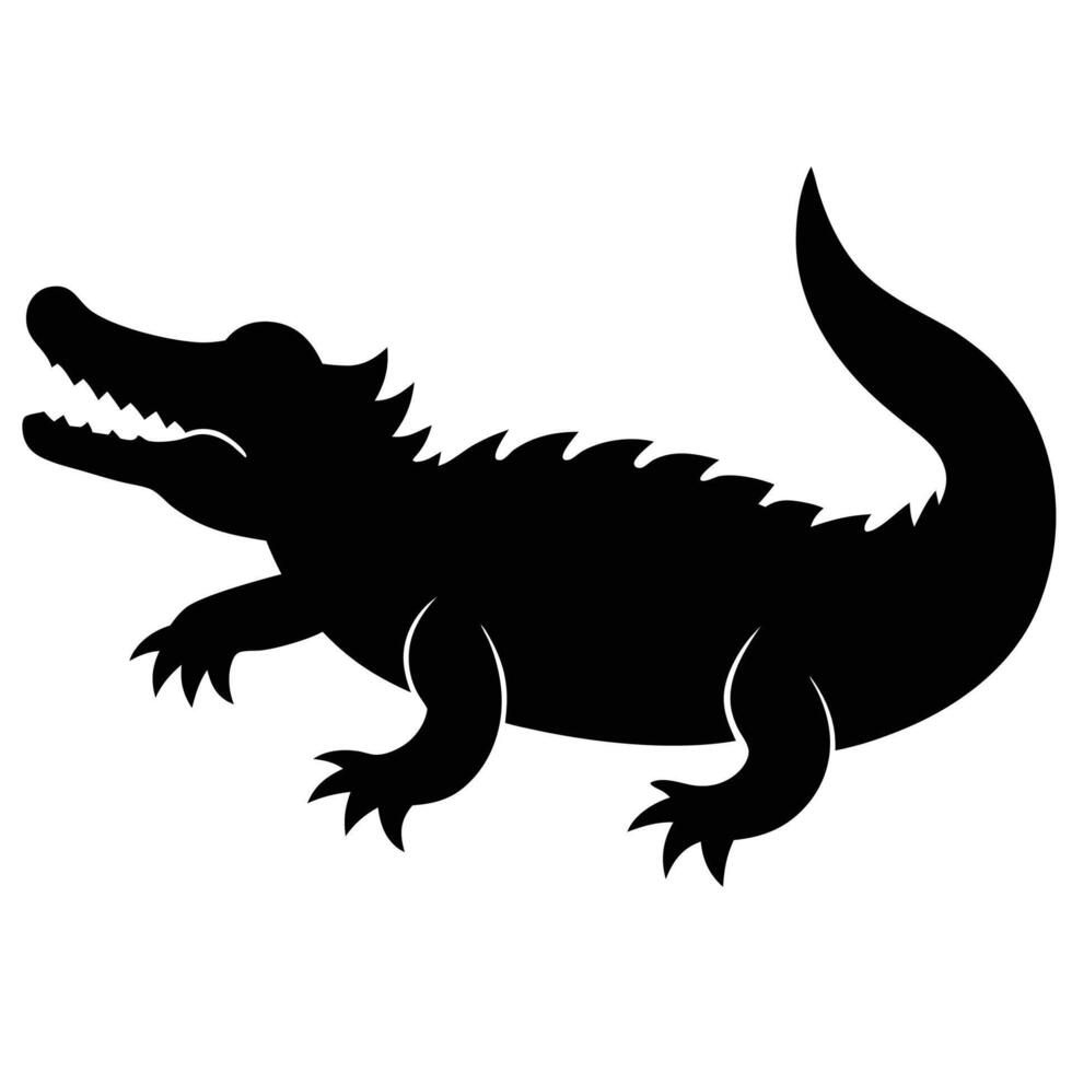Crocodile Silhouette Icon with Minimal Design vector