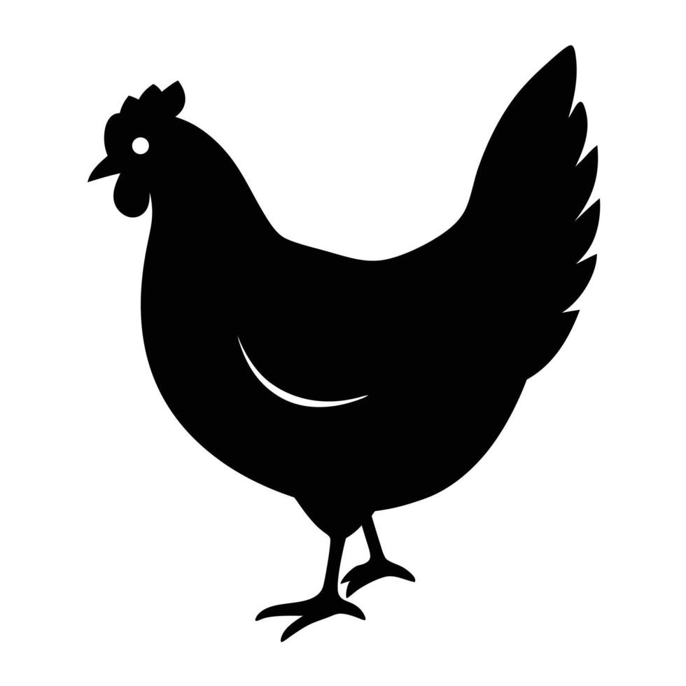 Simple hen chicken silhouette icon for modern farm and agriculture-themed designs vector
