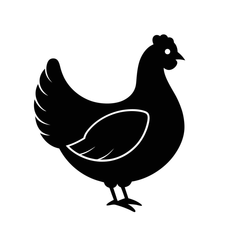 Rustic hen chicken silhouette icon for animal-themed illustrations and logos vector