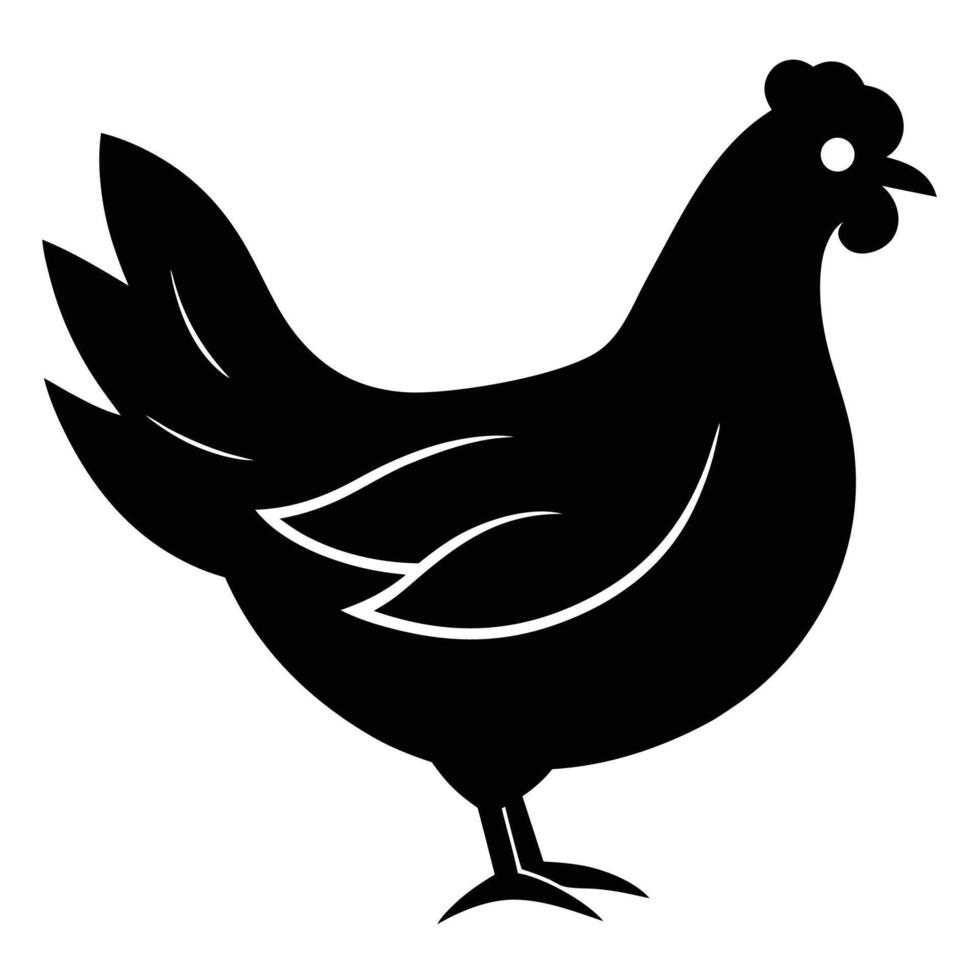 Cute hen chicken silhouette icon perfect for farm-themed designs and logos vector