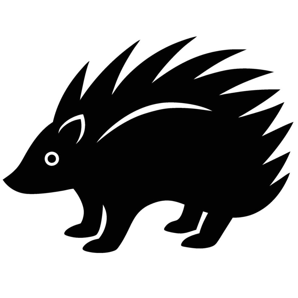Dynamic Porcupine Silhouette Art Icon for Wildlife Protection vector