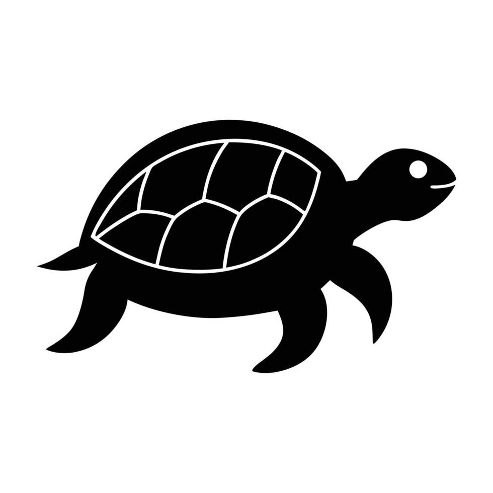 Elegant Turtle Silhouette Icon for Sustainable Nature Designs vector