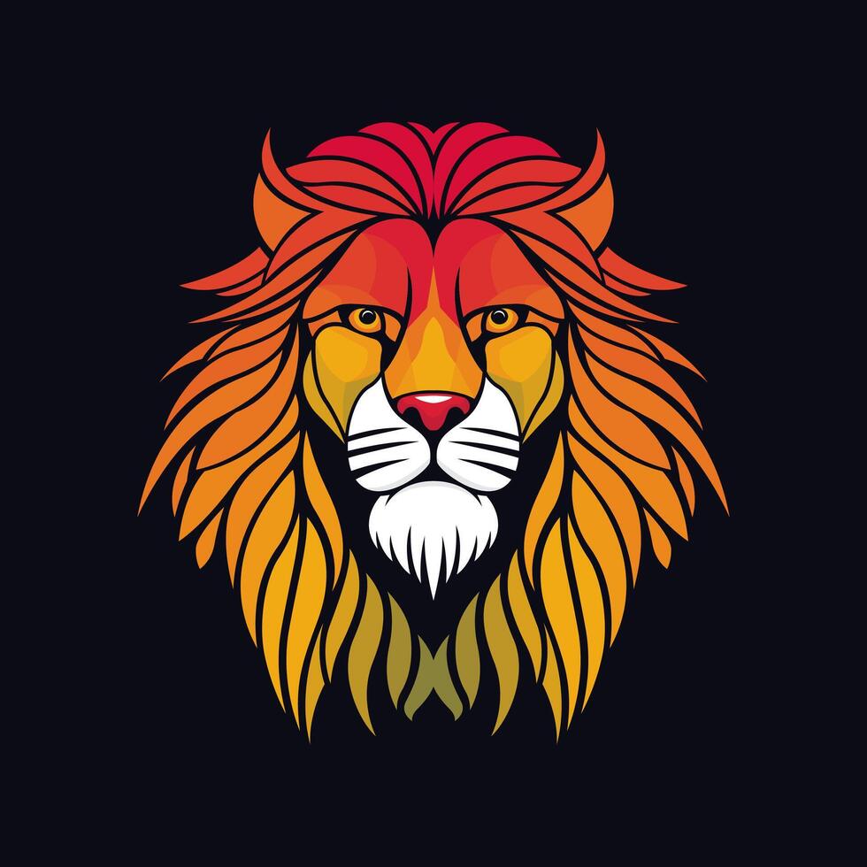 Lion head colorful gradient illustration vector