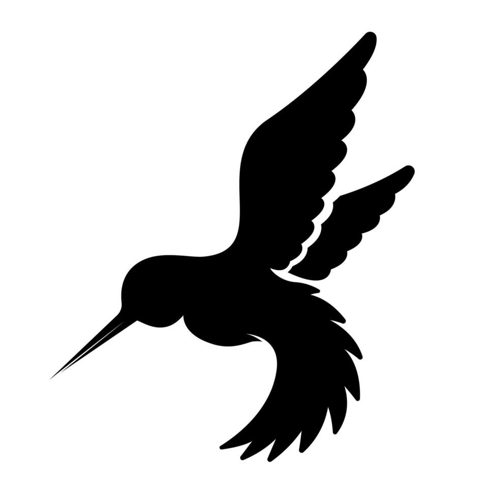 A black and white silhouette of a hummingbird vector