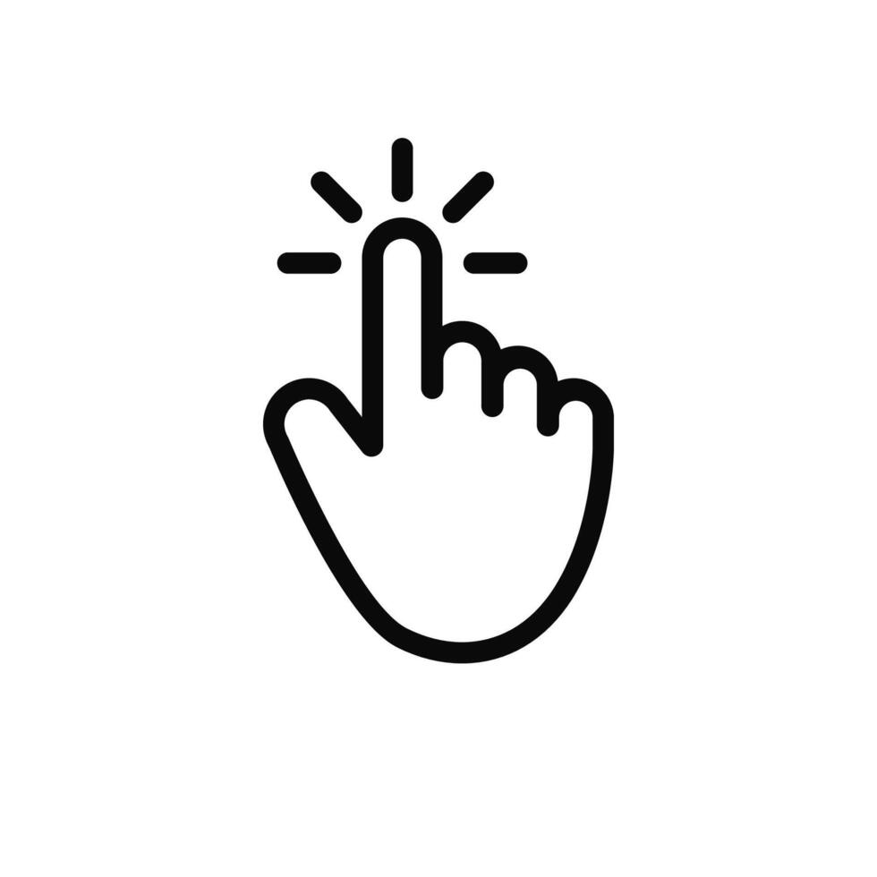 A black and white illustration of a hand pointing to a light vector