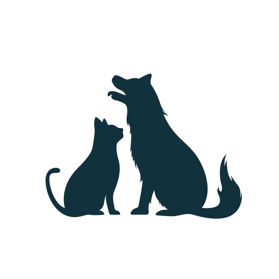 Dog and cat silhouette on white background vector
