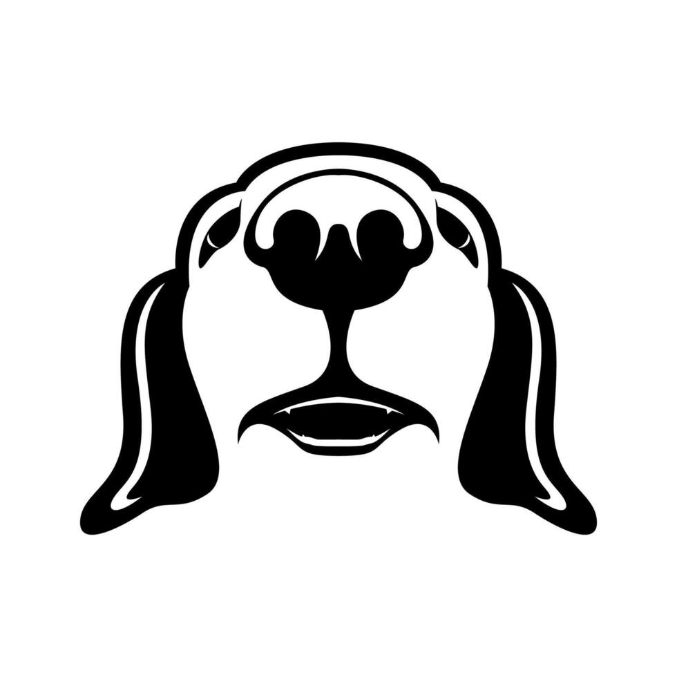 A dog's head is shown in black and white vector