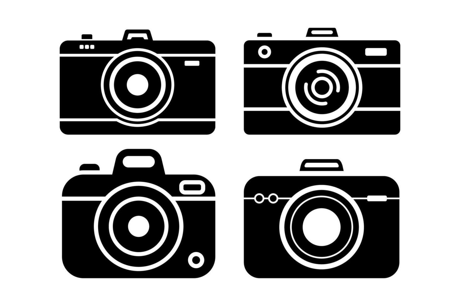 Four different types of cameras on a white background vector