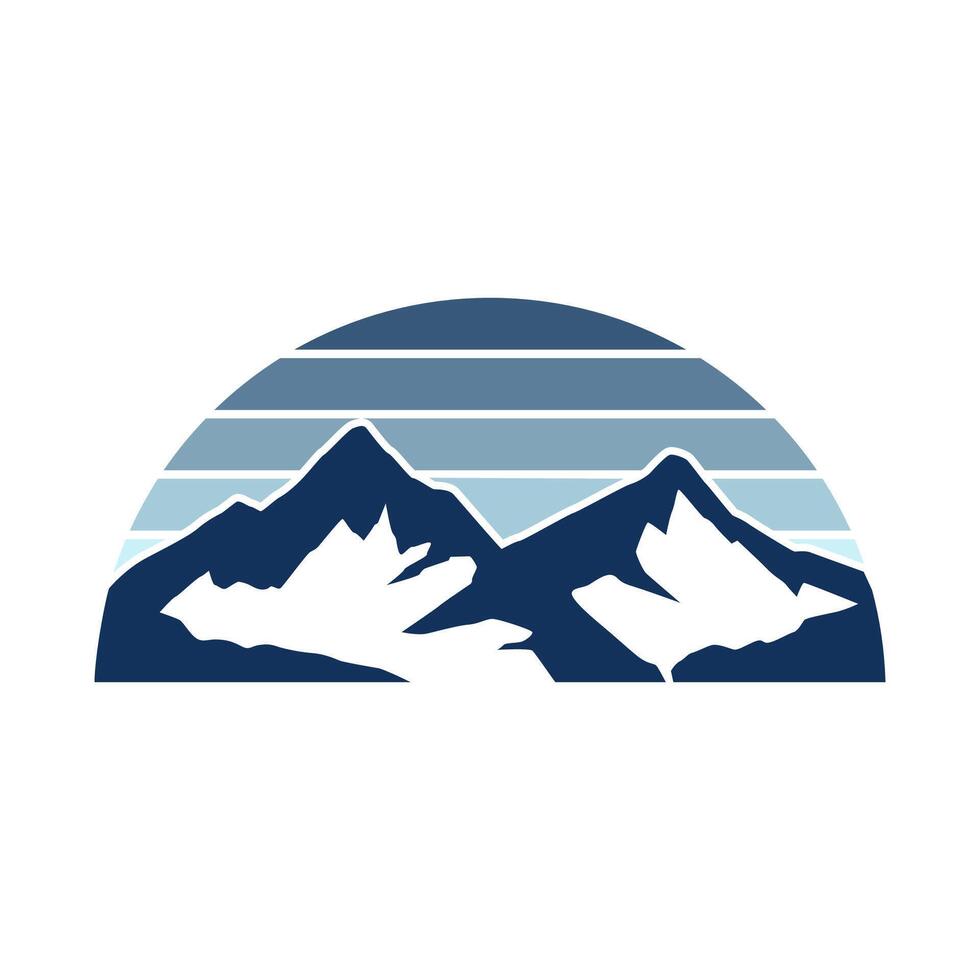 A mountain logo with a blue and white background vector