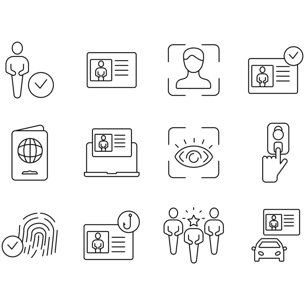 Identity icons set Set of editable stroke icons.Set of Identity vector