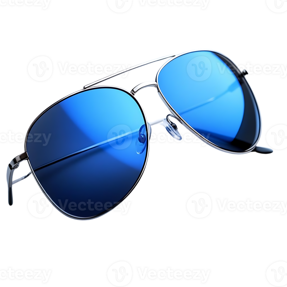 Create Blue Aviator Sunglasses with Transparent Background png