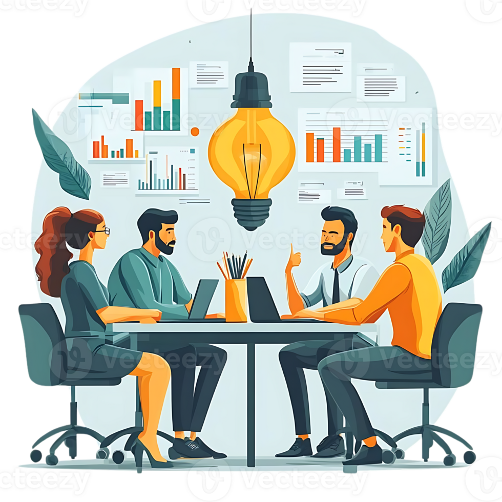 Team Brainstorming Ideas, Developing Strategies, Collaborating Effectively, Achieving Goals Together, Transparent Background. png
