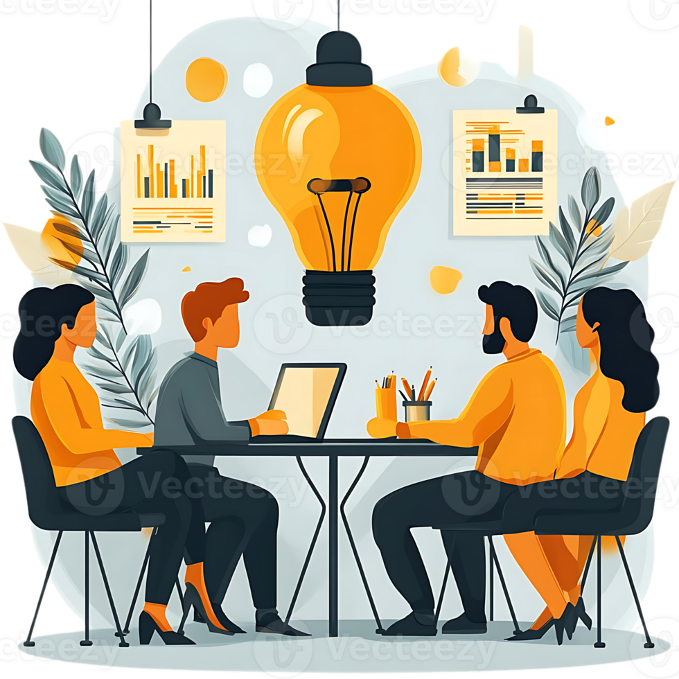 Team Brainstorming Ideas, Generating Creative Solutions with Transparent Background png