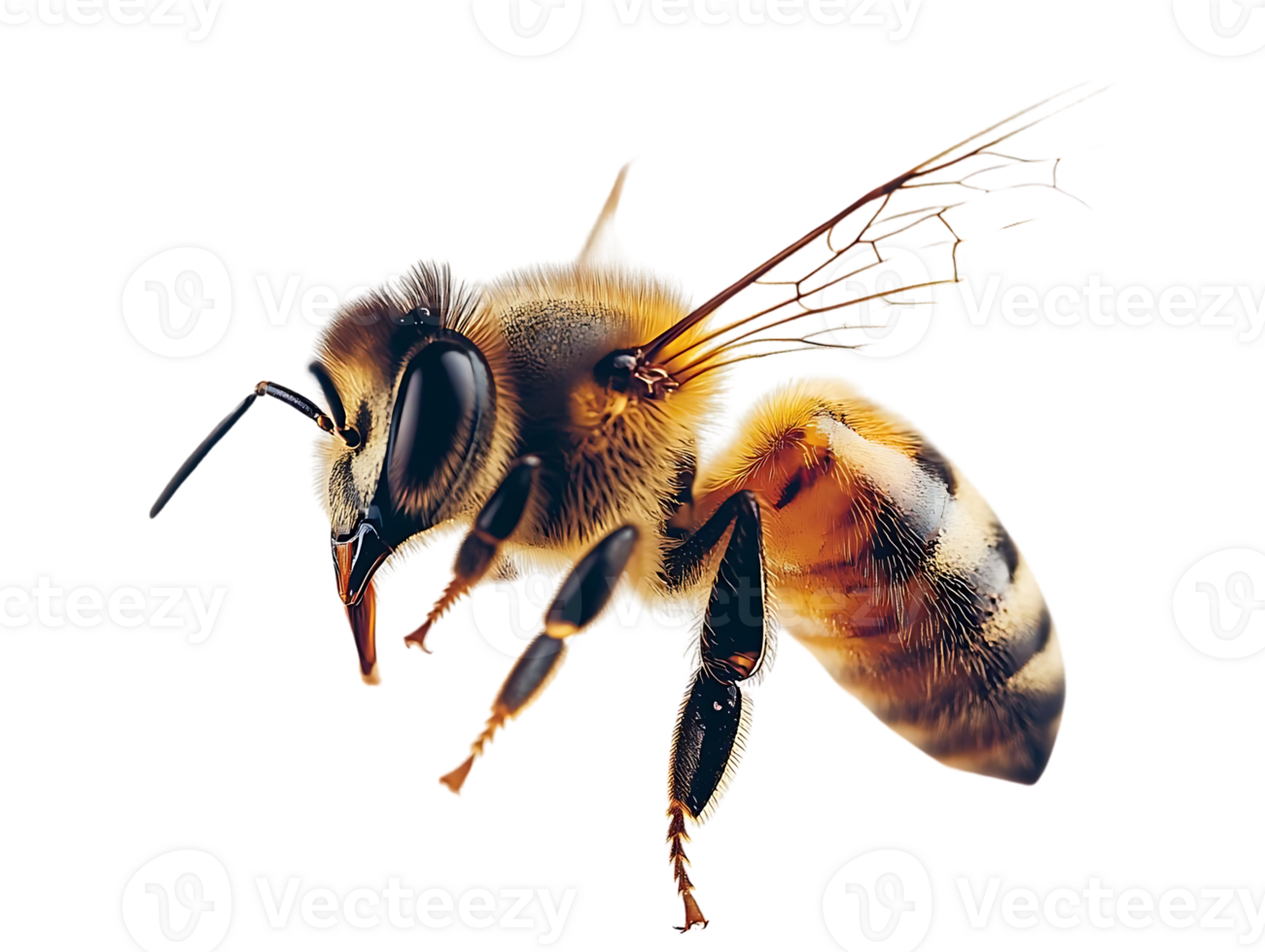 Honeybee Flies in Air with Transparent Background png
