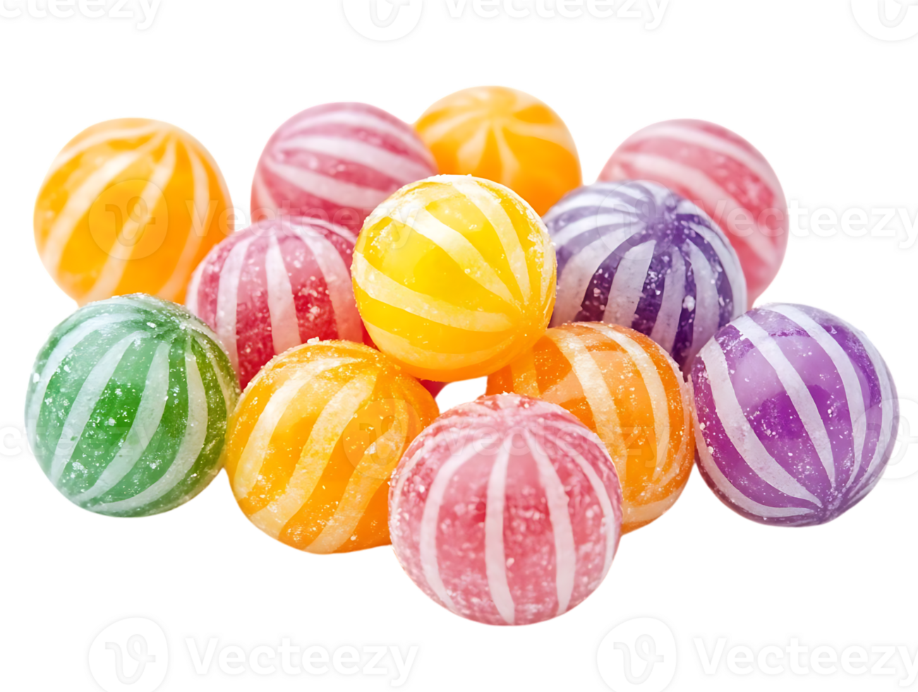 Striped Hard Candies with Transparent Background png