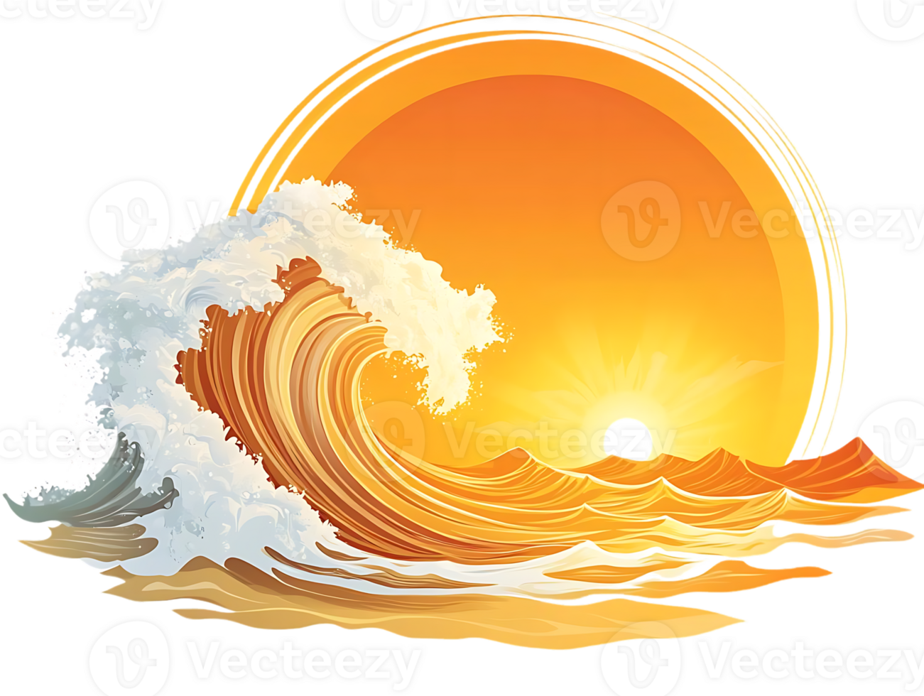 Ocean Wave Crashing Sunset Background Transparent png