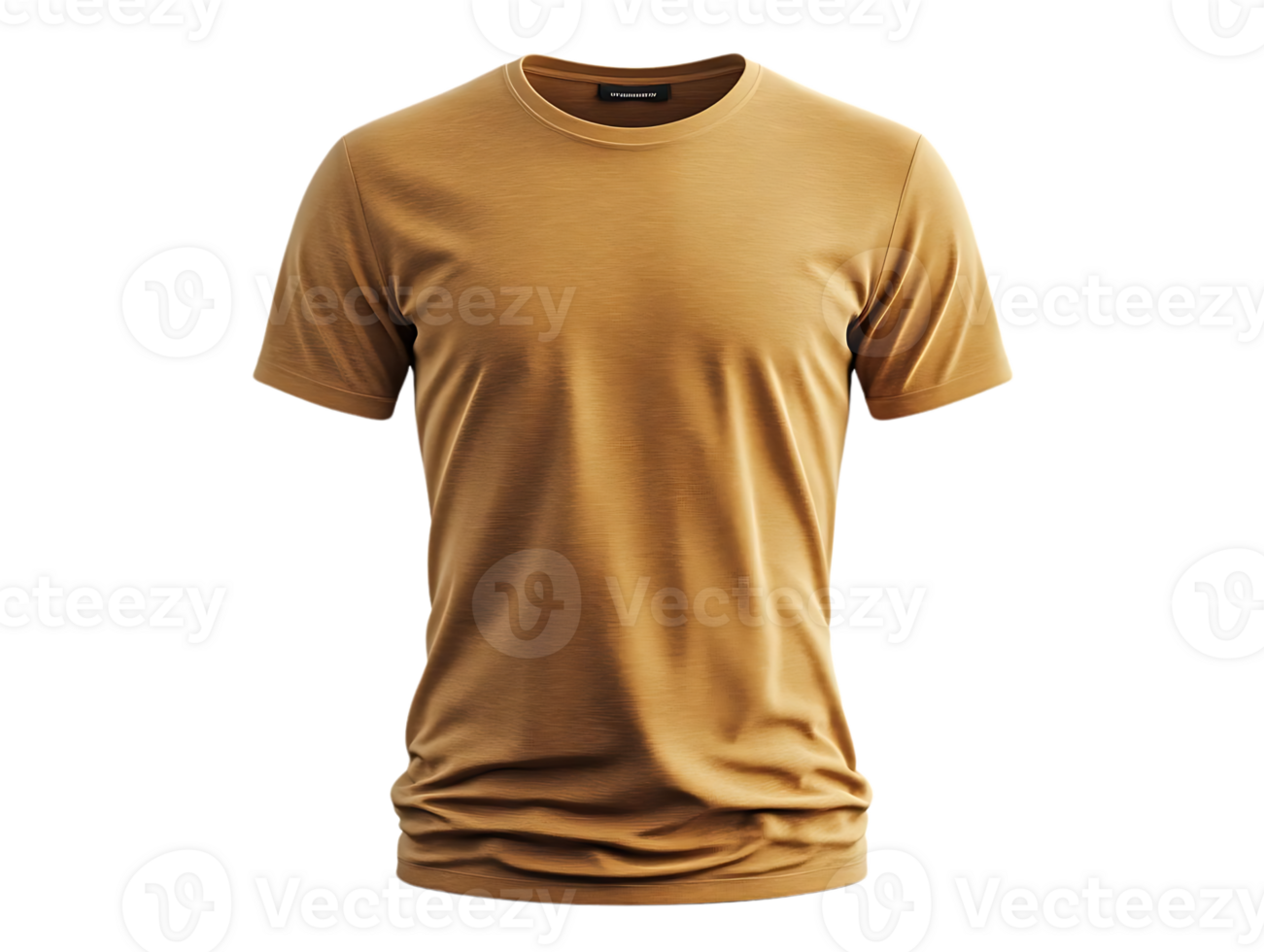 Create a mustard yellow t-shirt mockup with a transparent background, showcasing design versatility. png