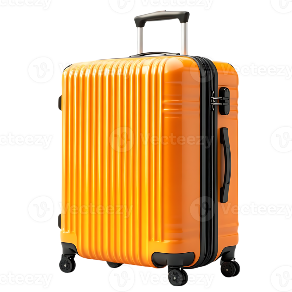 Orange Suitcase Rolls Smoothly for Travel Adventures with Transparent Background png