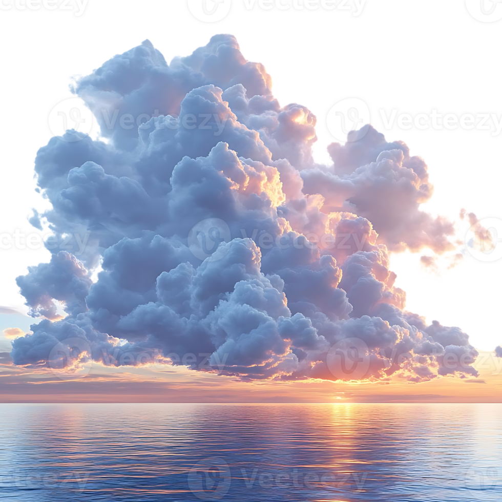 Clouds Reflecting Sunset Over Calm Ocean, Transparent Background Image png