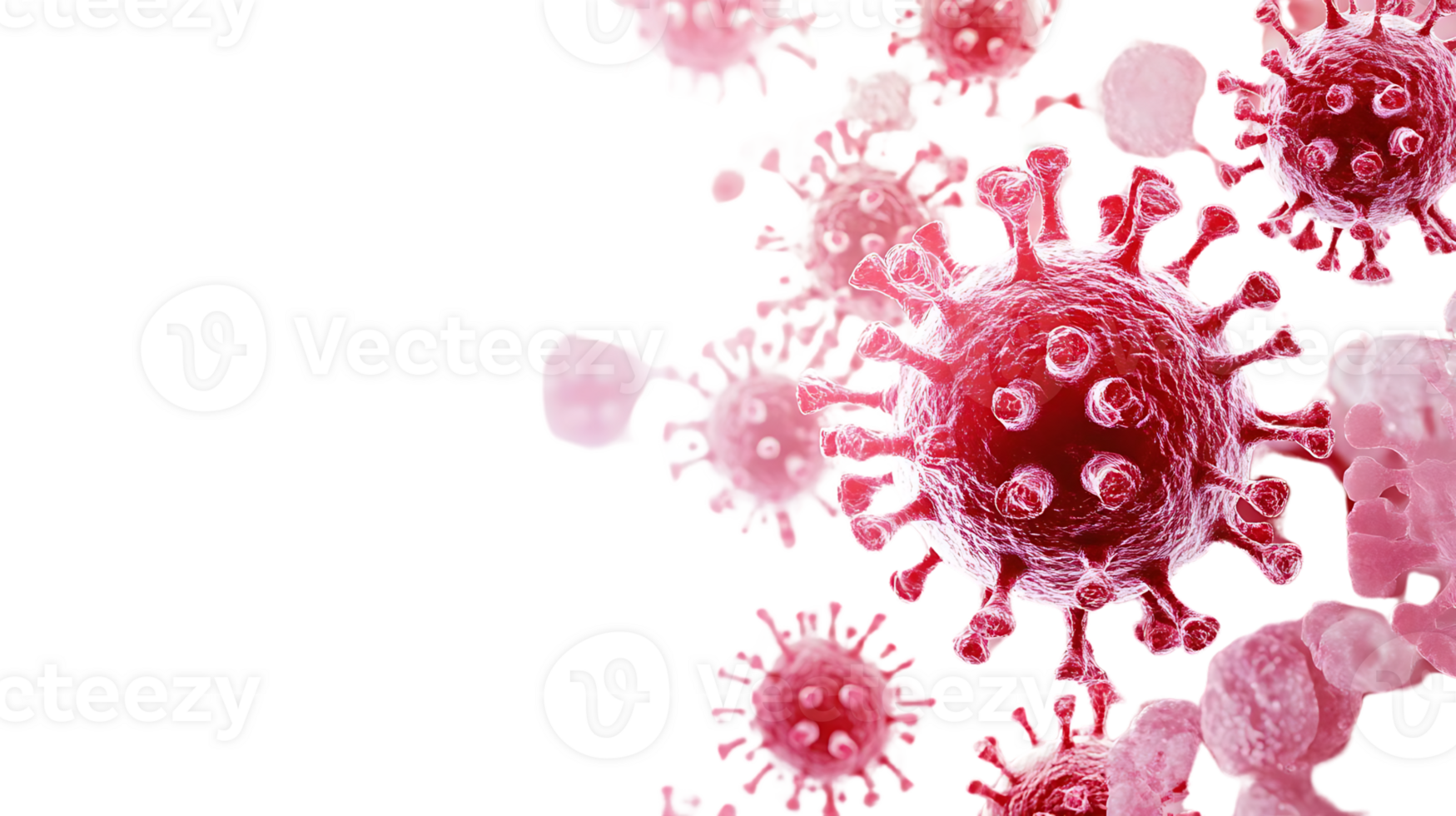 Microscopic Viruses Spread Rapidly on Transparent Background png