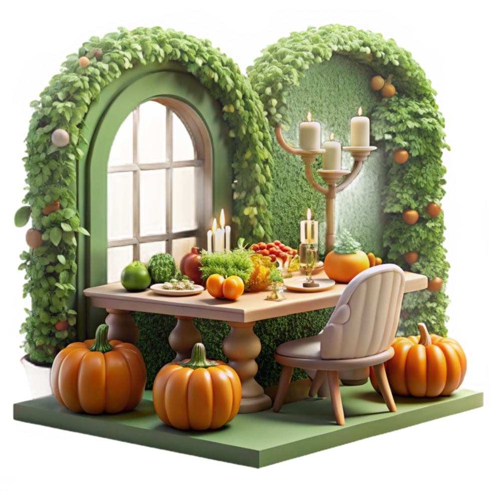 wonderful artistic Autumn Harvest Table Setting Festive Fall Dinner detailed png