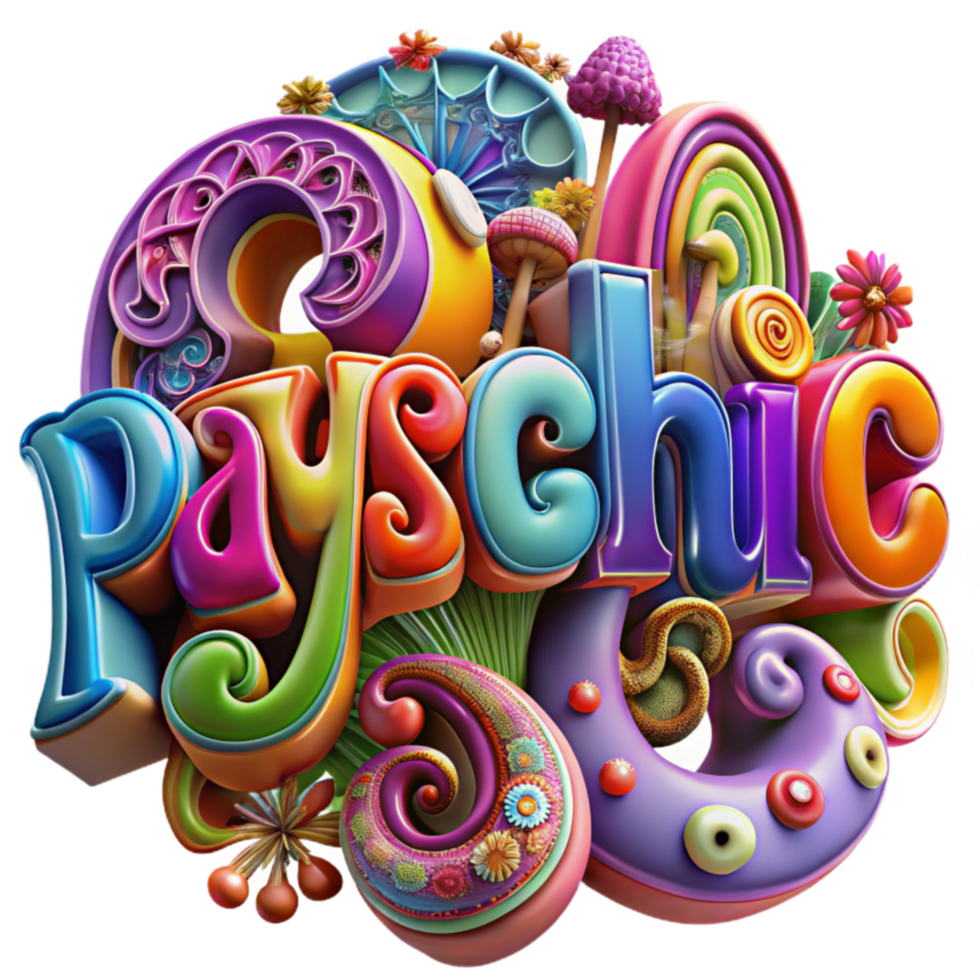 impressive classic Psychedelic Whimsy A Colorful 3D Typography Art genuine png