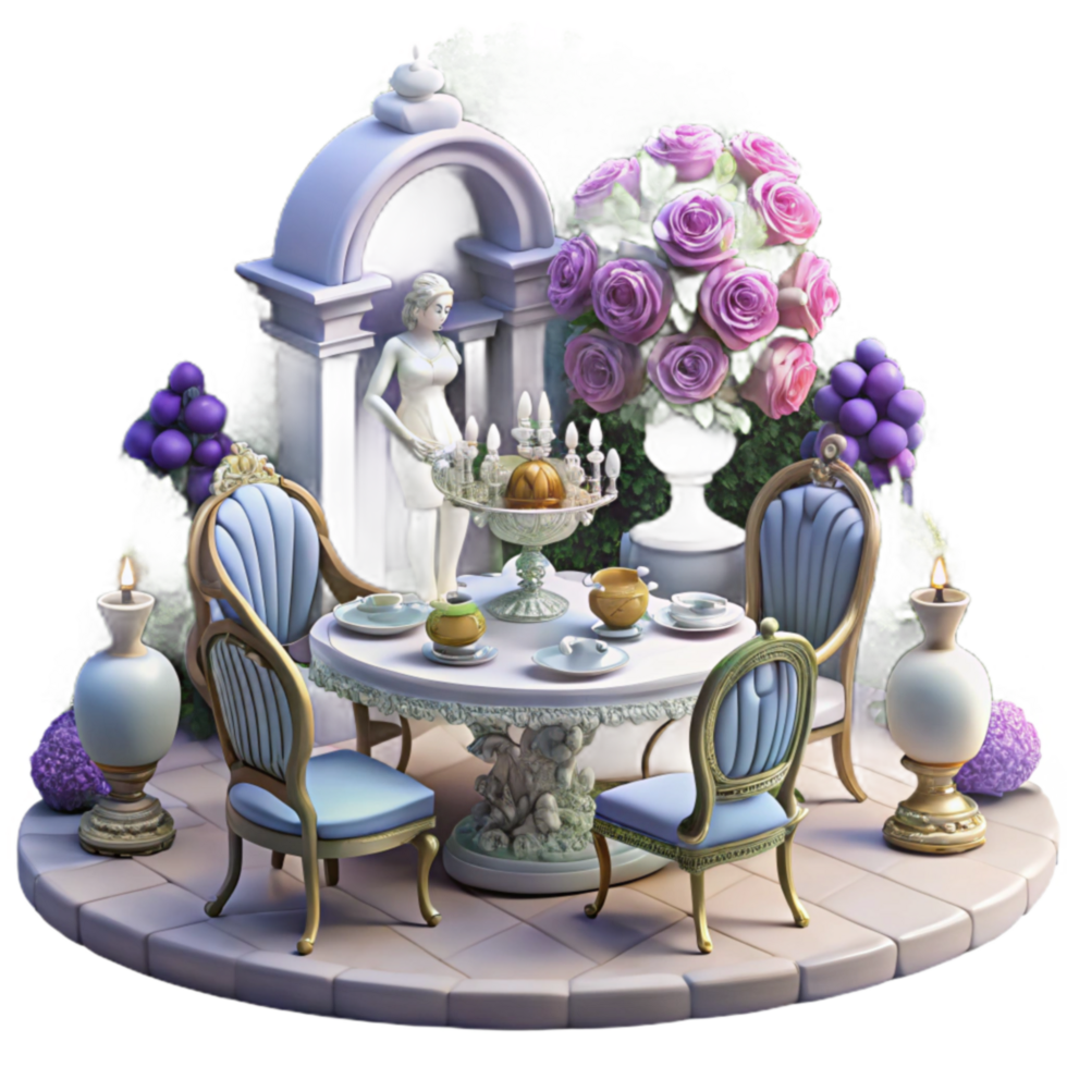 Elegant Garden Tea Party Scene png