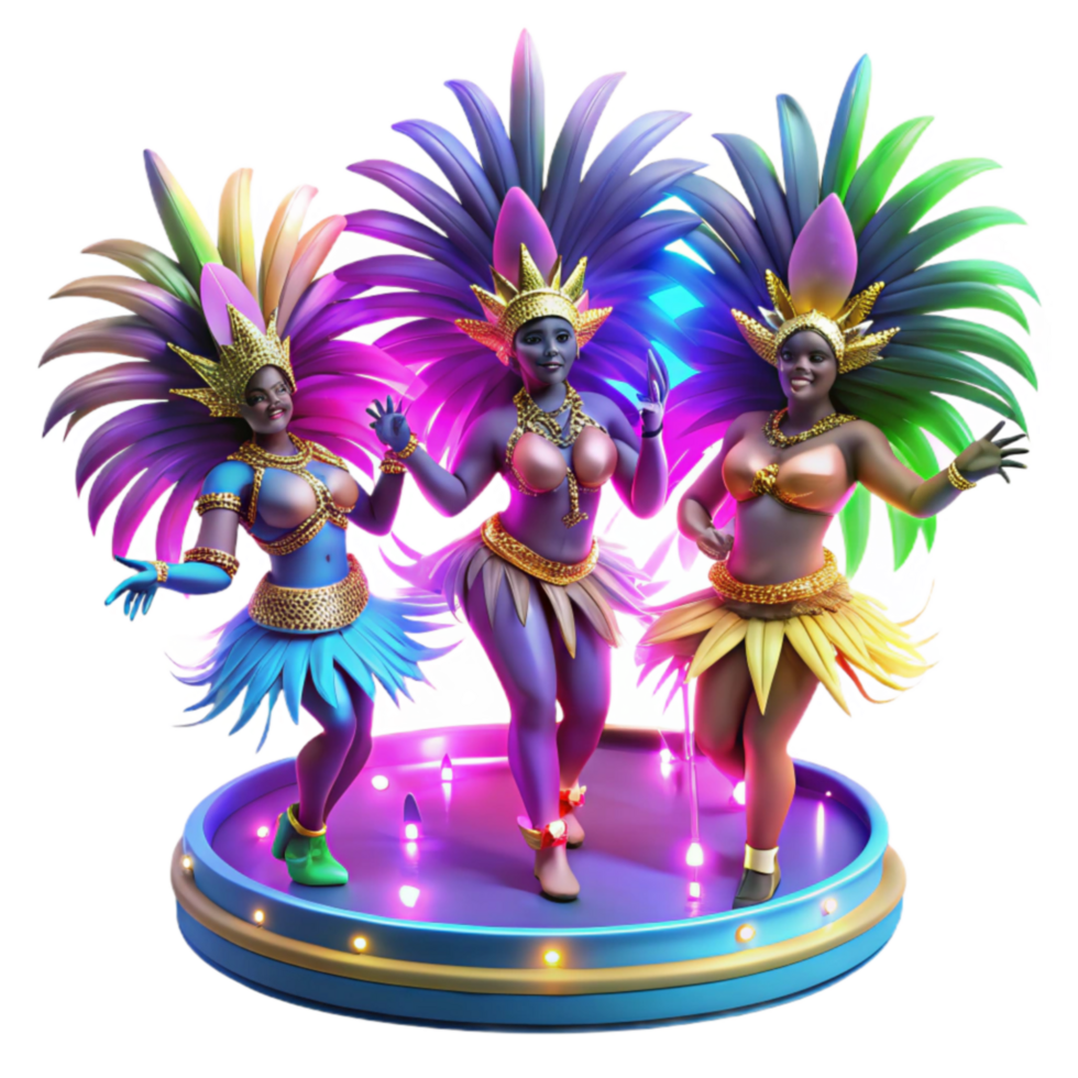 Samba Dancers in Vibrant Costumes on Stage png