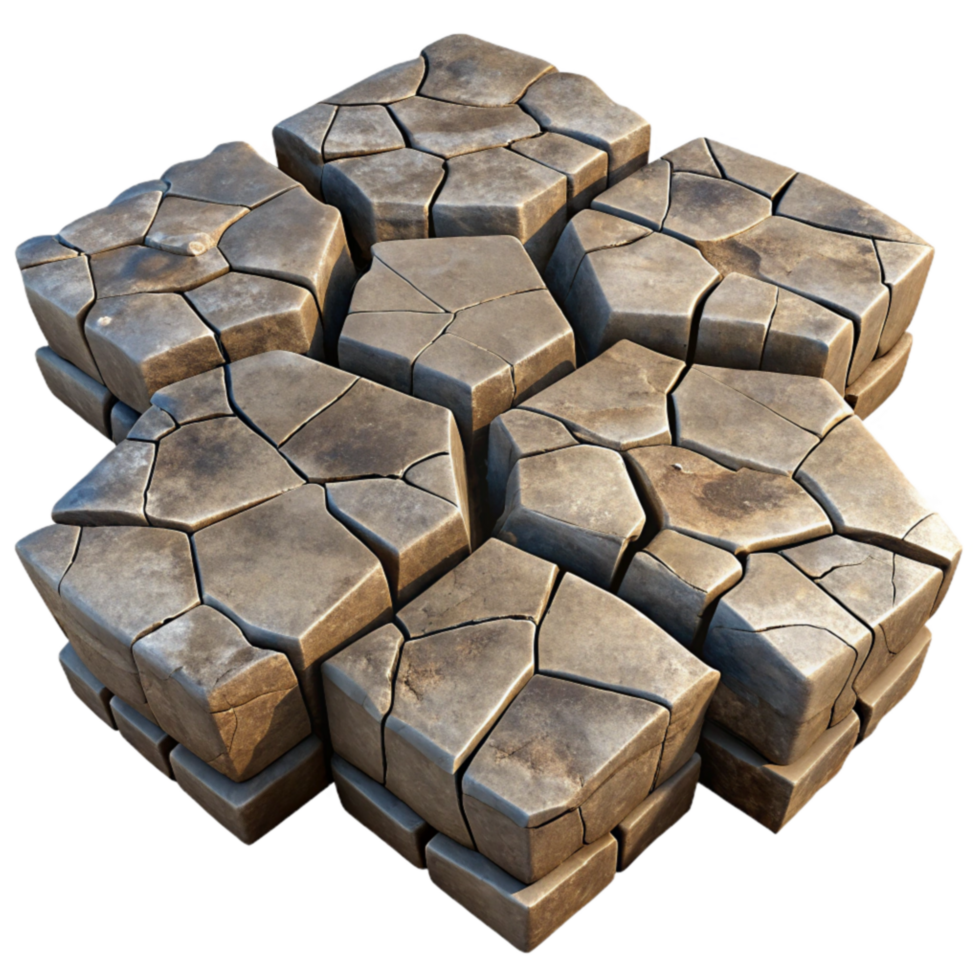 Cracked Stone Blocks A 3D Texture png