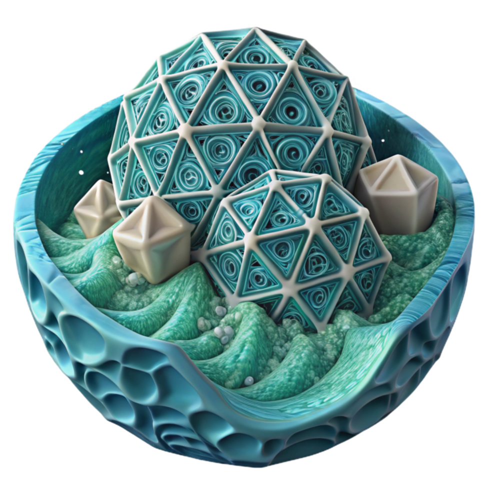 magnificent modern Abstract Geometric Cellular Structures 3D Render detailed png