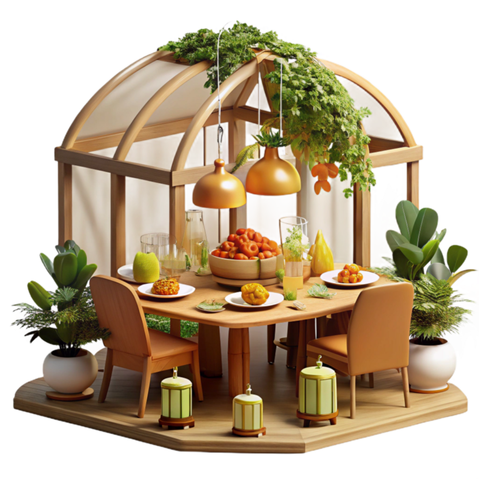 impressive rustic Serene Outdoor Dining Garden Gazebo Setting high resolution png