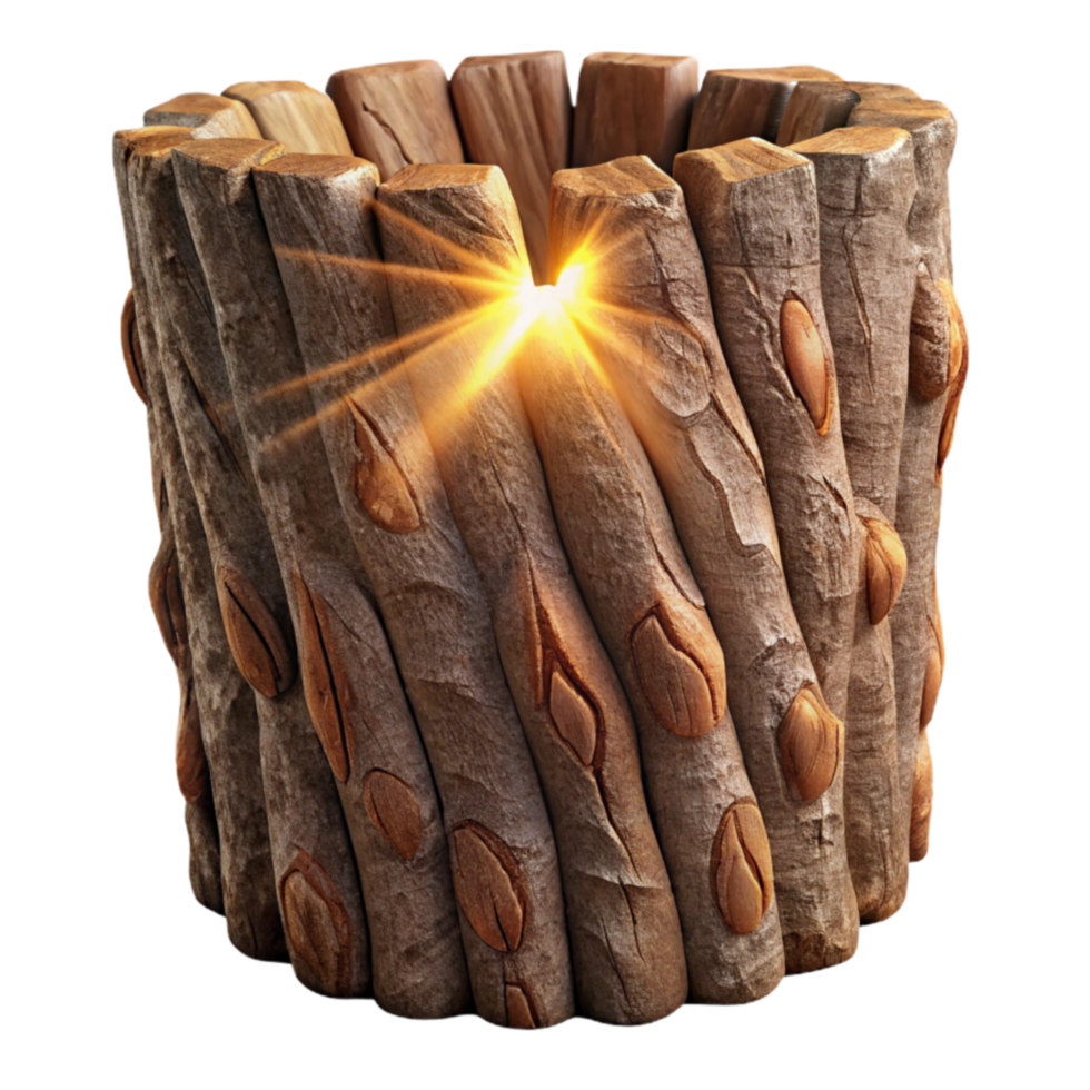 impressive abstract Glowing Log Container Rustic, Wooden, Decorative original png