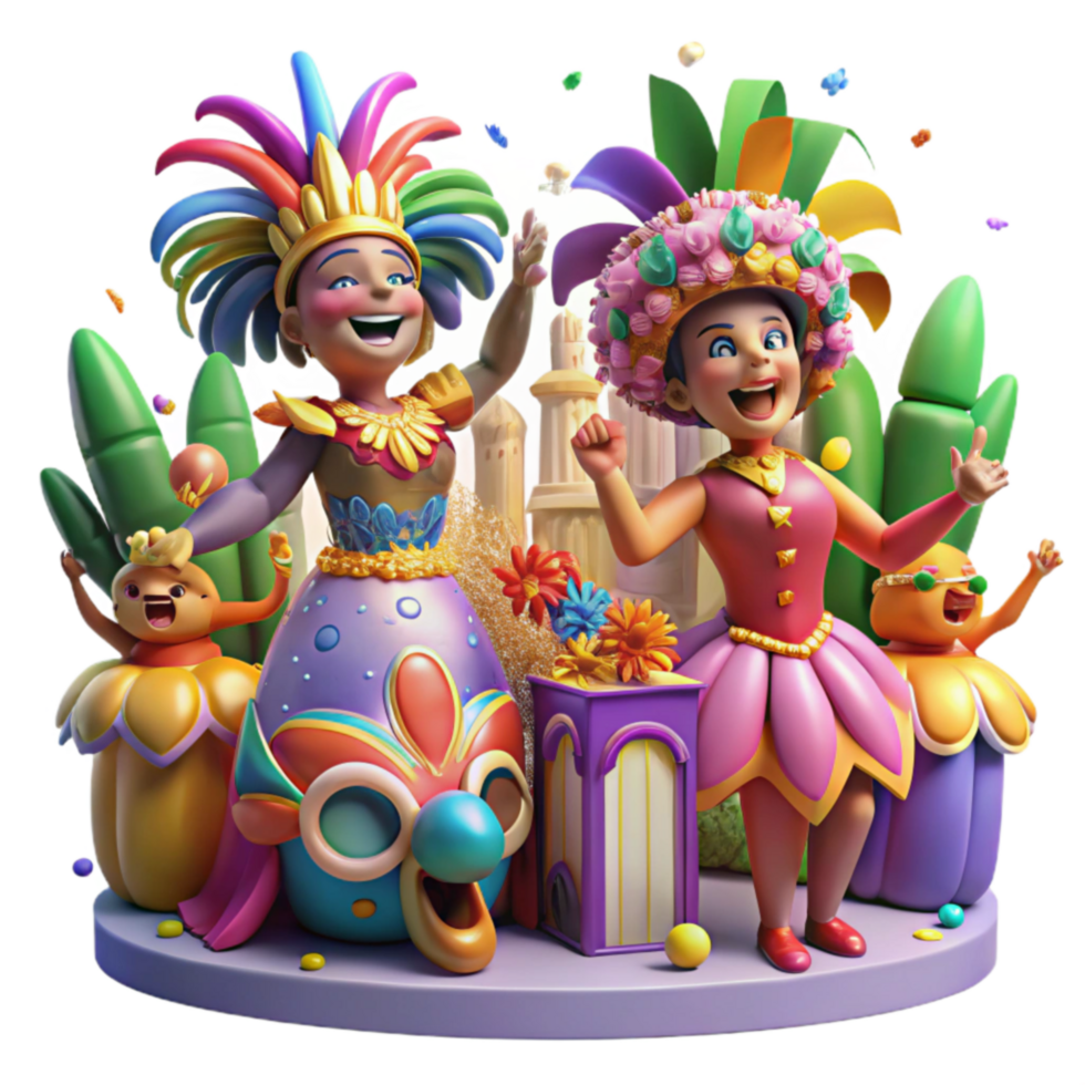Vibrant Carnival Celebration Festive Dolls in a Colorful Parade png