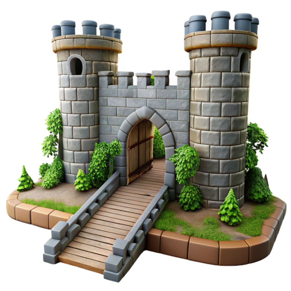 Stone Castle Gate Medieval Architecture Model png