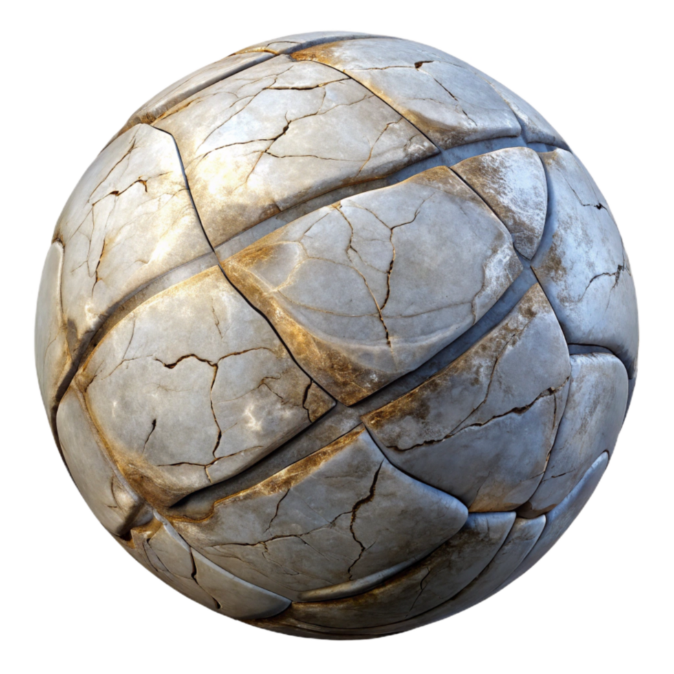 extraordinary contemporary Cracked Stone Sphere Abstract 3D Render authentic png