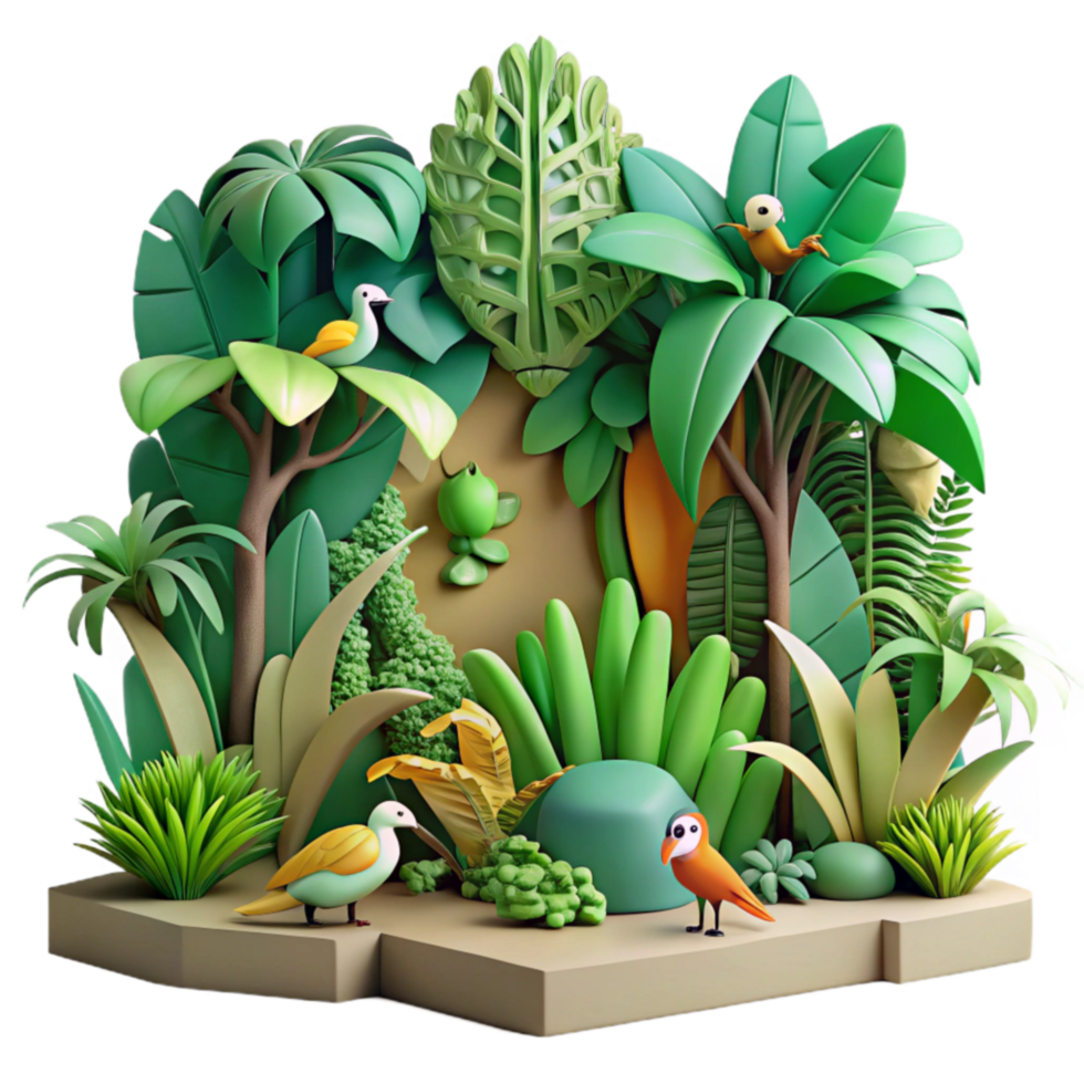 stunning abstract Tropical Paradise Birds and Lush Foliage original png