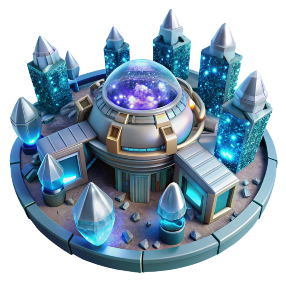 wonderful artistic Futuristic Crystal City Sci-Fi Observatory Towers professional png