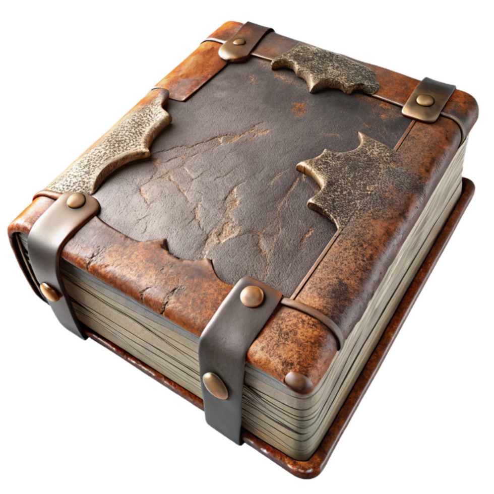 impressive minimalist Ancient Leather-Bound Book A Grimoire of Mystical Lore authentic png