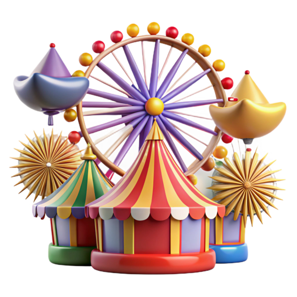 stunning classic Carnival Fun Ferris Wheel, Rides, and Circus Tents exclusive png