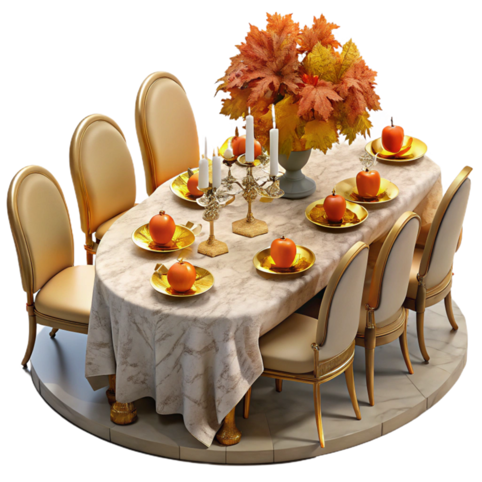 dramatic vintage Autumnal Table Setting Elegant Dining Decor 4K png
